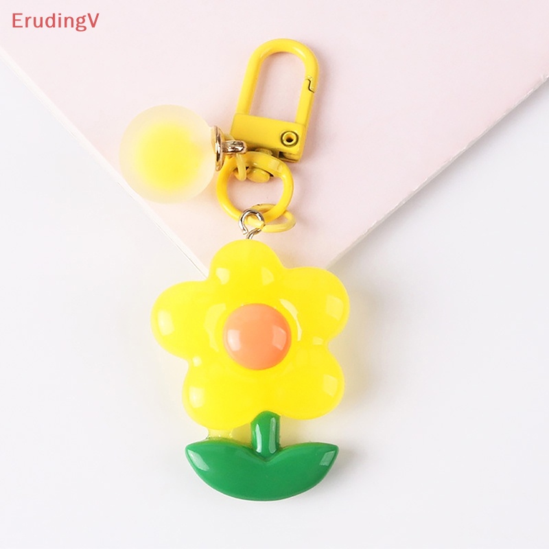 [ErudingV] Móc Khóa Bóng Tròn Hình Hoa Dễ Thương Trang Trí Ba Lô / Túi Xách [Mới]