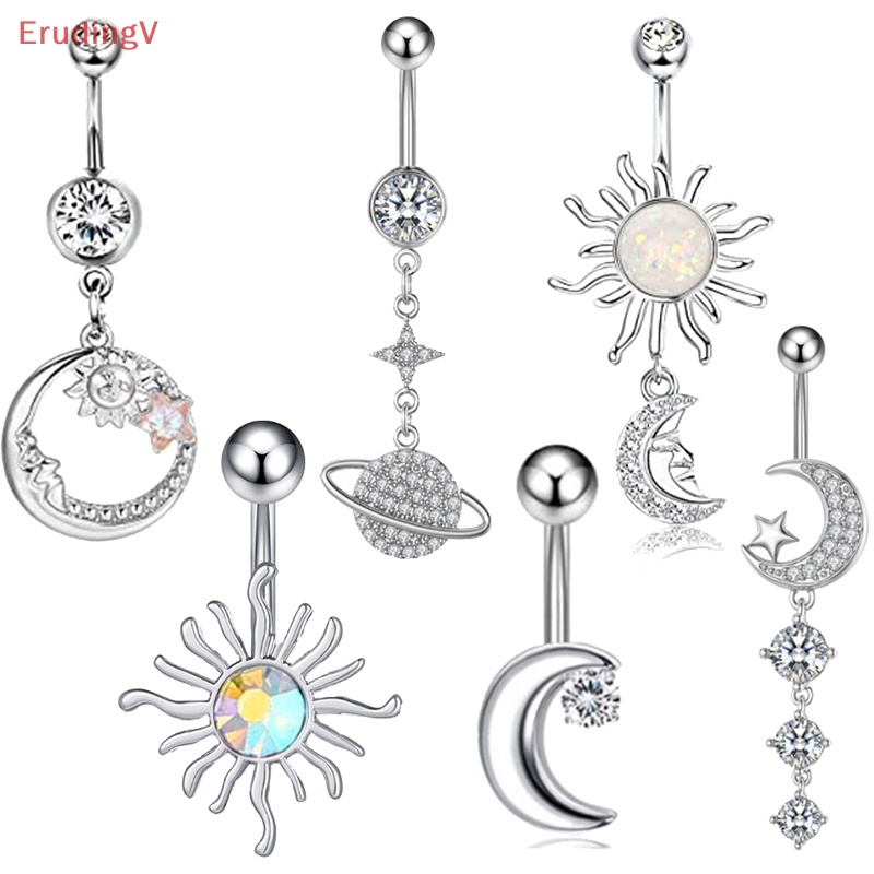 [ErudingV] Khuyên Rốn Đính Đá Zircon Giả Hình Hành Tinh Mặt Trăng Thời Trang Cho Nữ [Mới]