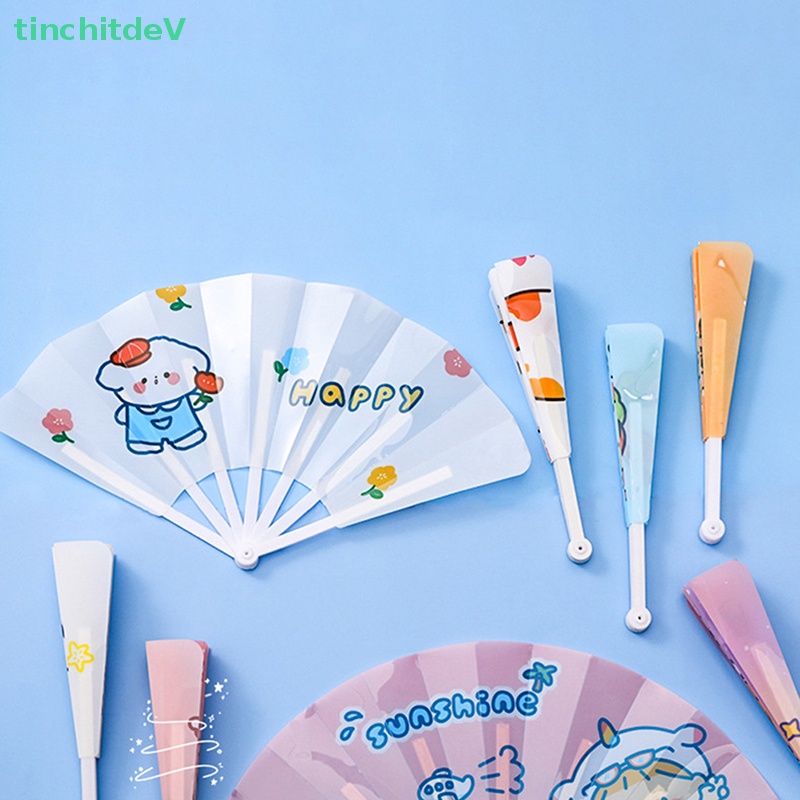 Quạt Xếp Mini Bằng Nhựa Họa Tiết Hoạt Hình Dễ Thương Thời Trang Mùa Hè Cho Học Sinh
