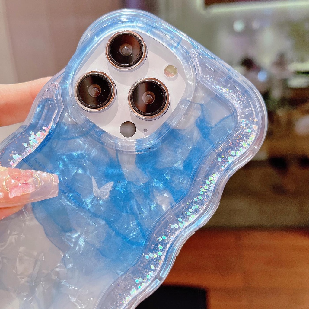 Ốp Điện Thoại TPU Mềm Trong Suốt Chống Sốc Phối Kim Tuyến Nước Cho iPhone 12 13 14 Pro Max