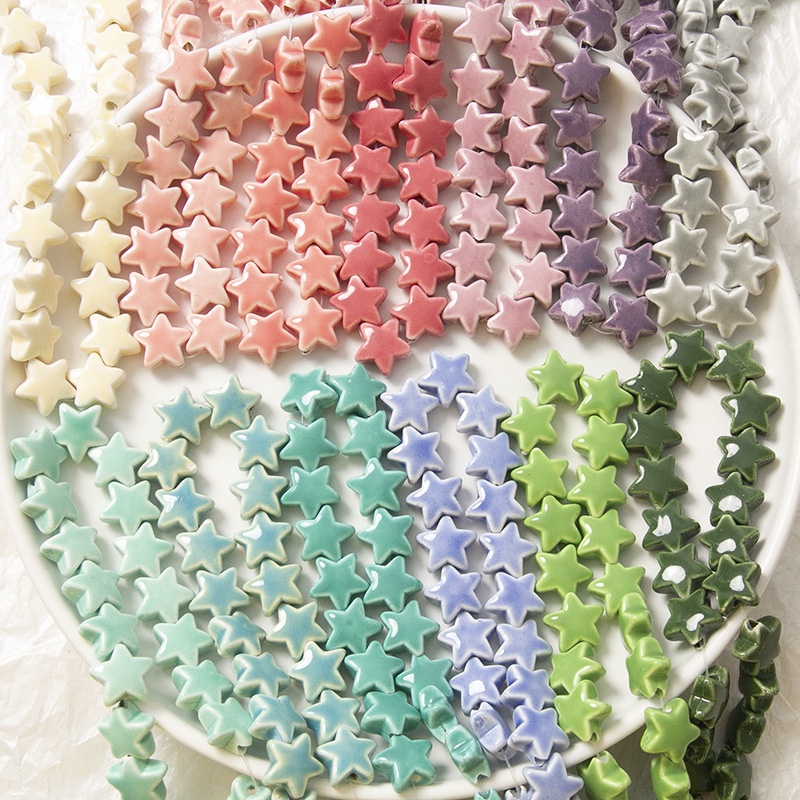 Hạt Sứ Hình Ngôi Sao 14mm Tự Làm Trang Sức