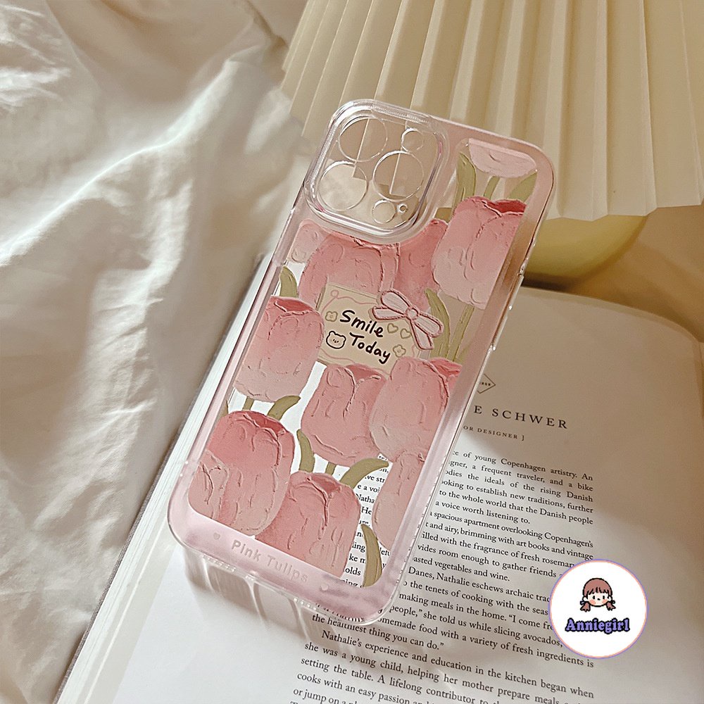 Ốp Điện Thoại TPU Mềm Họa Tiết Hoa Tulip Hồng Cổ Điển Cho IPhone 11 14 Pro Max 13 Pro Max 12 X XS XS Max XR 7 8 Plus