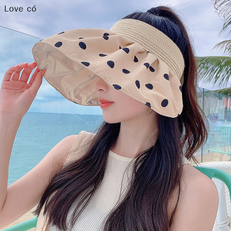 Nón Tai Bèo Vành Rộng Mềm Mại Họa Tiết Chấm Bi Chống Tia UV Thời Trang Mùa Hè Xinh Xắn Cho Nữ