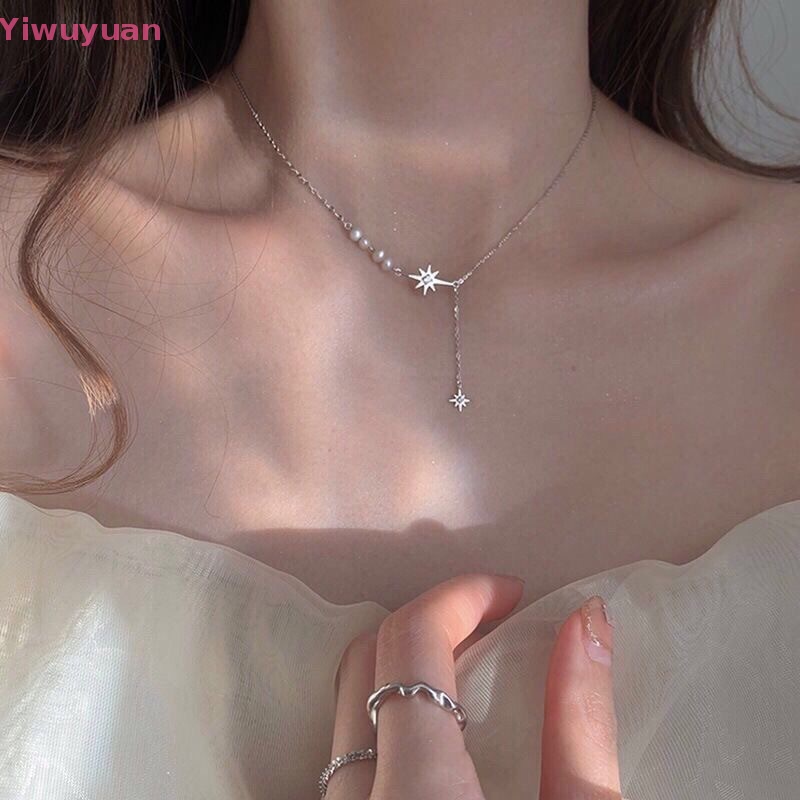 < Yiwuyuan > Vòng cổ Mặt Hình Ngôi Sao Đính Đá Zircon Ngọc Trai Thời Trang Mùa Hè Kiểu Dáng Mới Dành Cho Nữ