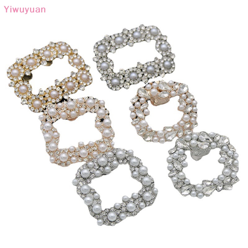 < Yiwuyuan > Kẹp Giày Cao Gót Đính Đá Pha Lê Lấp Lánh Có Khóa Vuông Tháo Rời Được Trang Trí Giày Cưới Mới