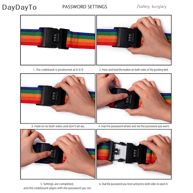 Ổ Khóa Mật Khẩu 3 Số Kèm Dây Đai An Toàn Tiện Dụng Cho Vali