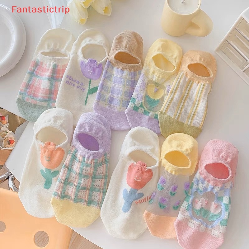 [Fantastictrip] Vớ Thuyền Cotton Lưới Vô Hình Cổ Thấp Đến Mắt Cá Chân Không Trượt Thoáng Khí Mùa Hè Mới Cho Nữ