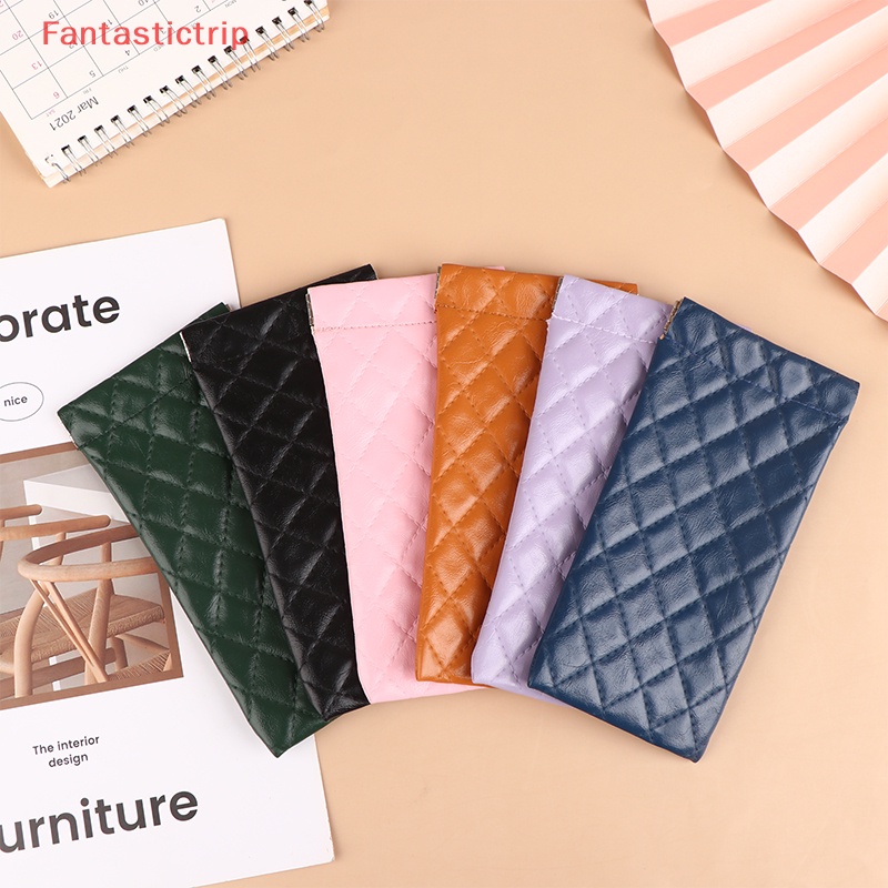 [Fantastictrip] Túi Đựng Mắt Kính Bằng Da PVC Mềm Chống Thấm Nước Có Kẹp Lò Xo Đựng Tiền Xu al Mới