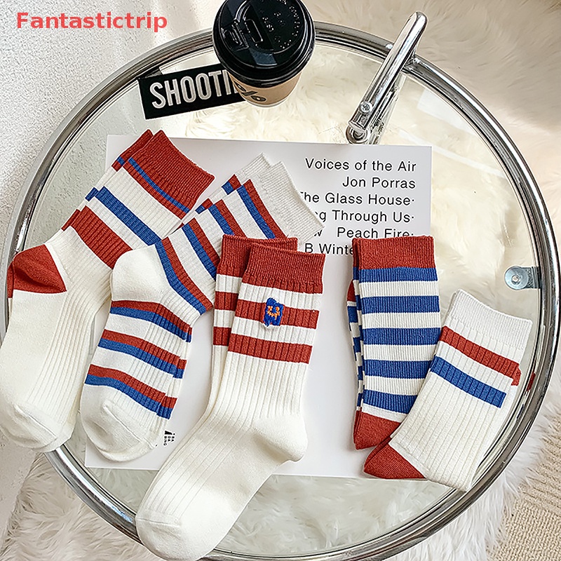 1 Đôi Vớ Thể Thao Cotton Thoáng Khí Họa Tiết Kẻ Sọc Màu Thời Trang Chất Lượng Cao Phong Cách Unisex Mới