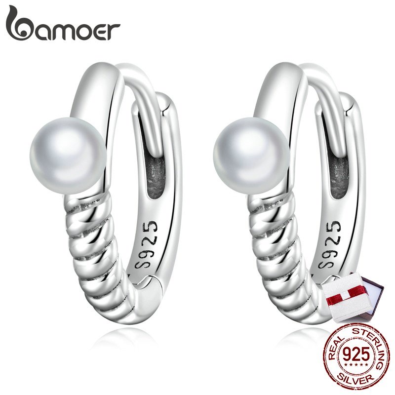 Bông tai BAMOER BAMOER bằng bạc 925 kiểu vỏ sò