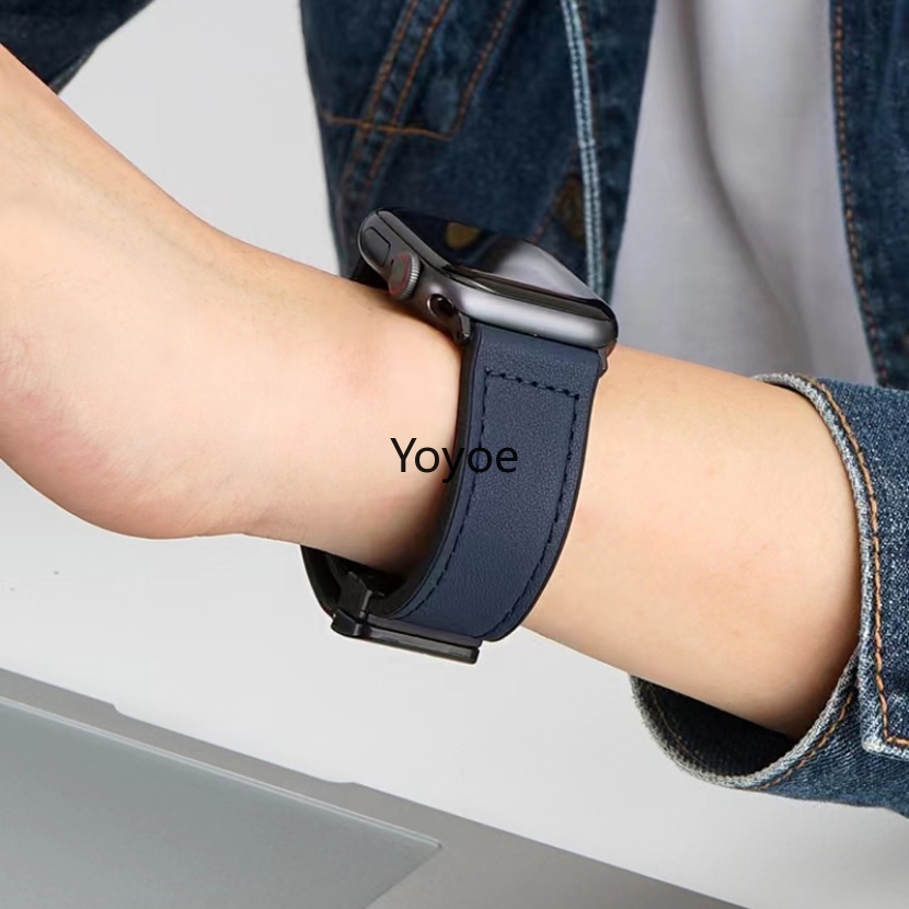 Dây Đeo Bằng Da Và Silicon Có Khóa Nam Châm Cho iWatch Series 8 Ultra SE 7 6 5 4 3 2 1 45mm 41mm 40mm 49mm 49mm 38mm