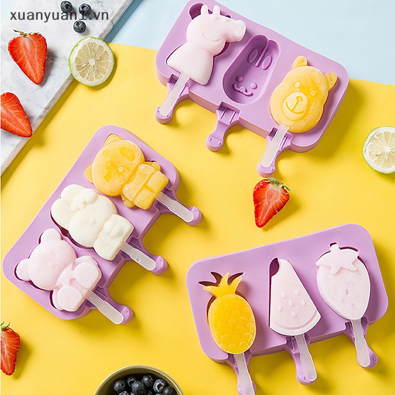 Khuôn Silicon Làm Kem Que Hình Động Vật Hoạt Hình Dễ Thương