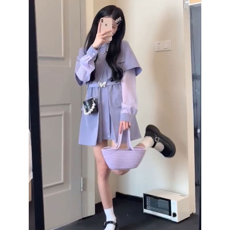 Matsumoto Funeral Váy Yếm Kèm Áo Khoác Váy Thiết Kế Nhỏ Nhắn Phong Cách Mới