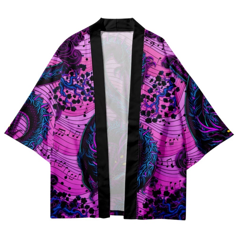 Áo Khoác Kimono Truyền Thống Nhật Bản In Hình Rồng Âm Nhạc Hoạt Hình Thời Trang Cho Nam Nữ
