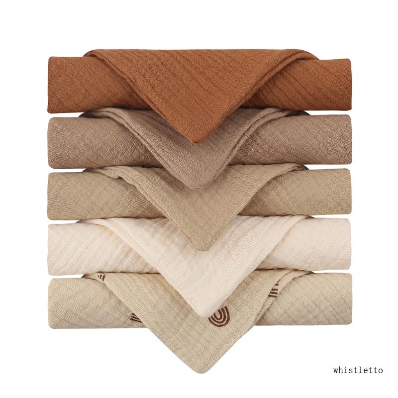Bộ 5 Khăn Lau Vải Cotton Mềm Mại Thấm Hút Tốt Cho Bé