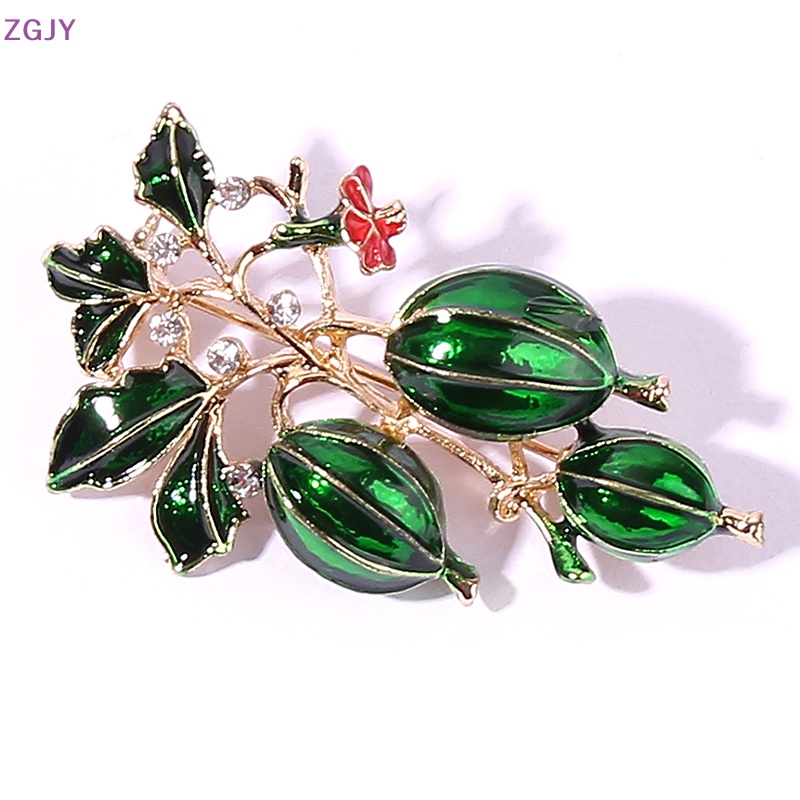 Ghim Cài Áo Bằng Xơ Mướp Hình Trái Cây Màu Xanh Lá Thời Trang Cho Nữ Mới