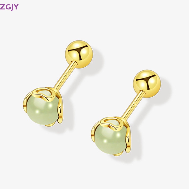 1 Đôi Khuyên Tai Dạng Xoắn Ốc Đính Đá Ngọc Bích Thời Trang Mới