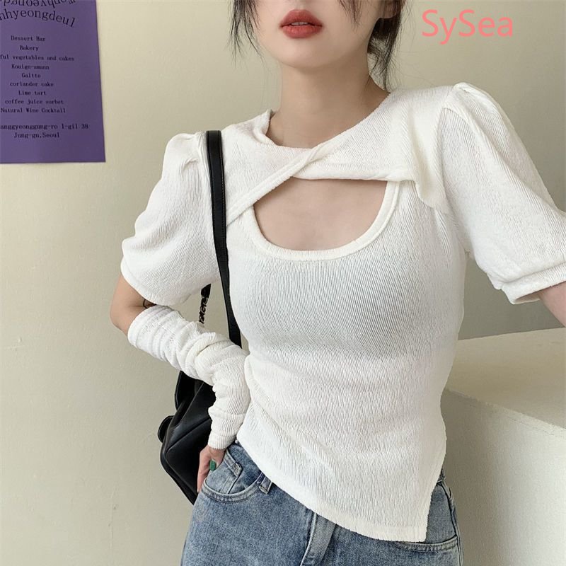 Áo Kiểu Hàn Quốc Dáng Ôm Thiết Kế Bất Đối Xứng Thời Trang Cho Nữ