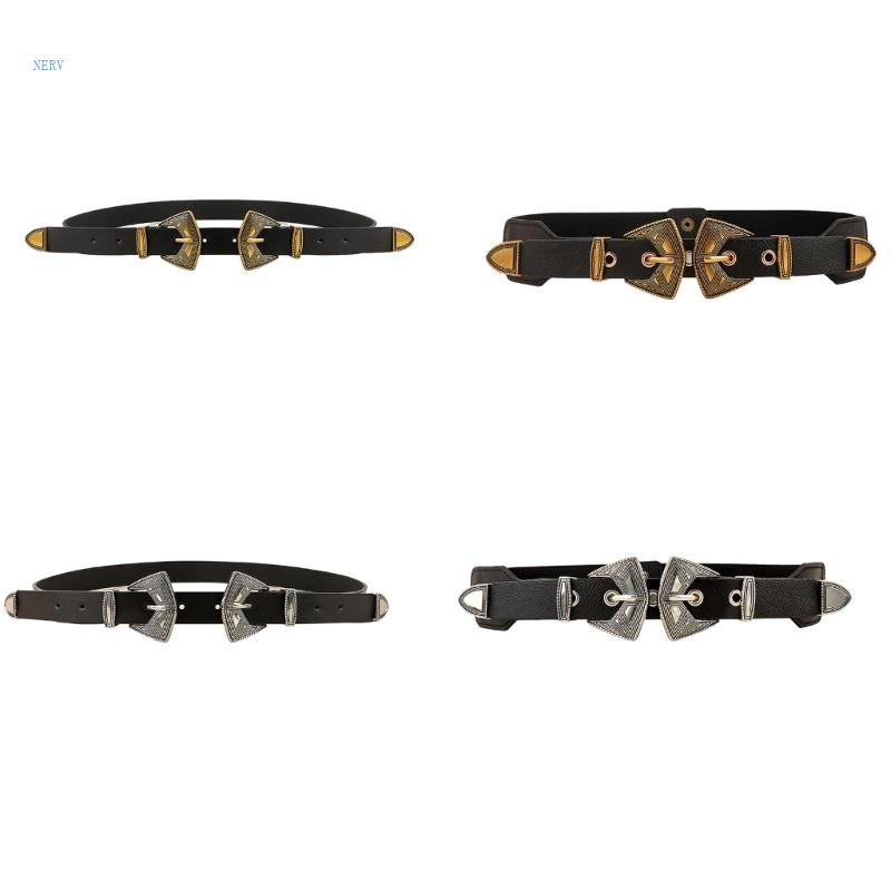 Nerf Hot Thắt Lưng Phong Cách Cao Bồi Đa Năng Hai Khóa Cho Quần Jean Nữ