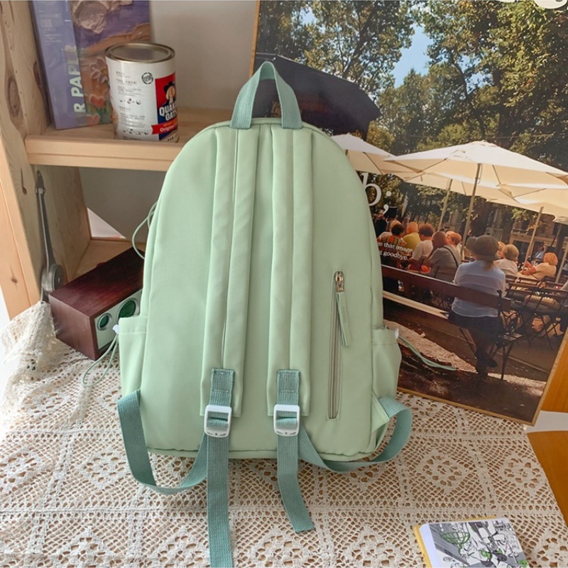 Ba Lô Nylon Màu Trơn Đơn Giản Dễ Thương Thời Trang Hàn Quốc Cho Nữ