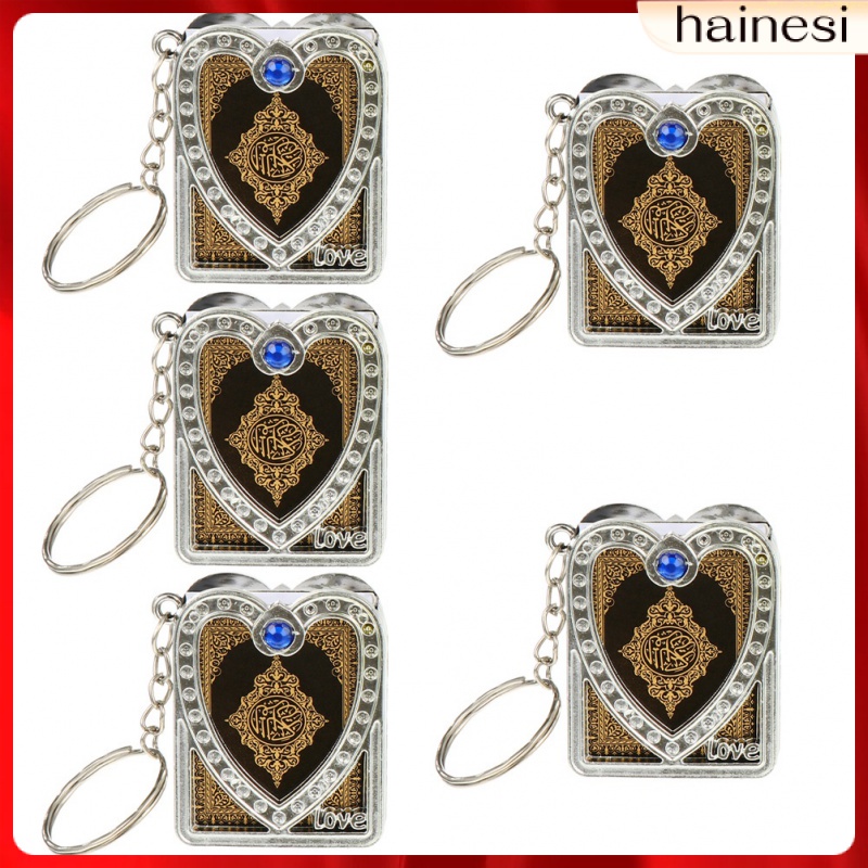 Set 5 Móc Khóa Treo Gương Chiếu Hậu Trang Trí Xe Hơi / Túi Xách Quran Koran