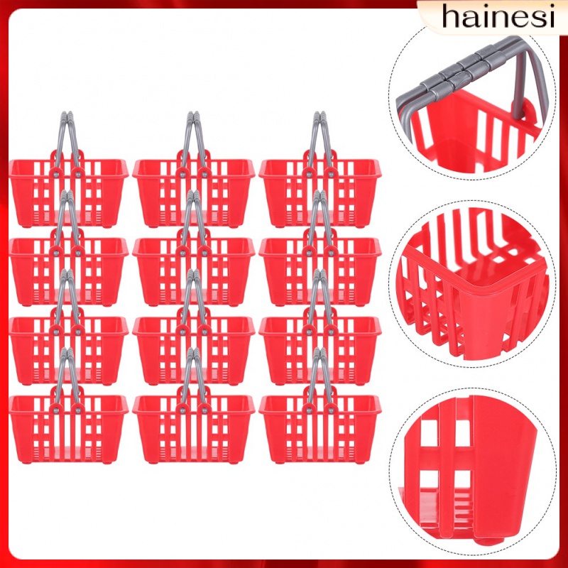 Kids Toy Shopping Cart Mini Basket Grocery Plastic Baskets Doll House Pretend Baby Child 12 Pcs