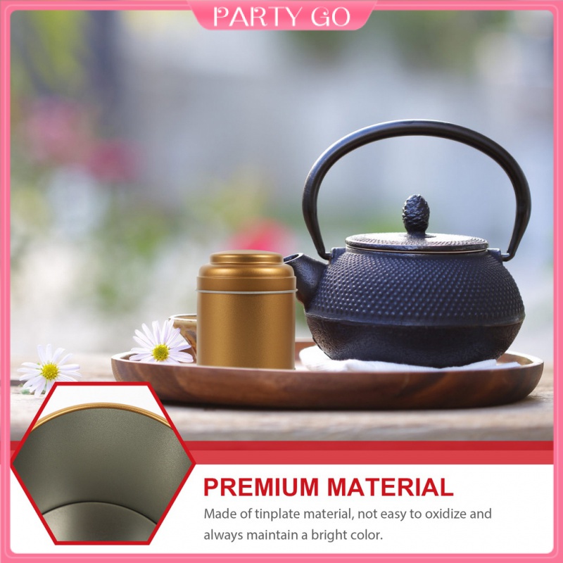 Hộp Thiếc Tròn Đựng Trà / Cà Phê / Đường Có Nắp Đậy Kín Khí