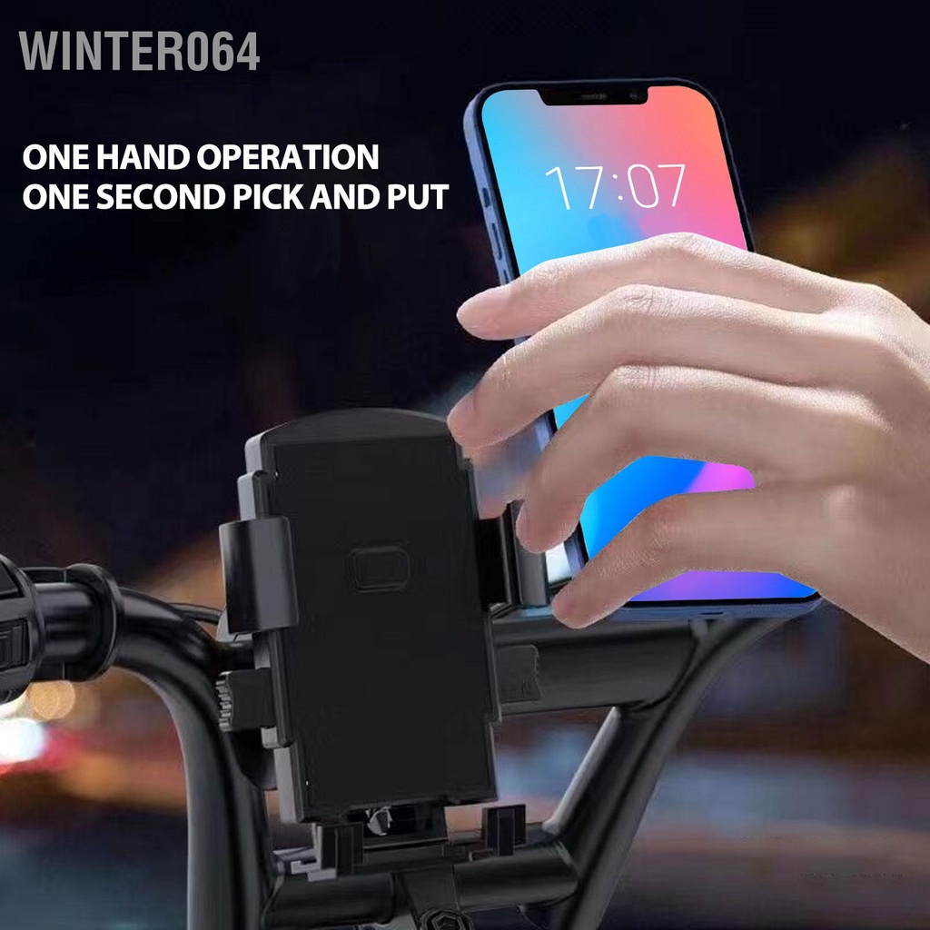 Winter064 Giá gắn điện thoại trên xe máy Kẹp tay lái có miếng đệm silicone lắp đặt nhanh cho di động 4 7‑6 7in