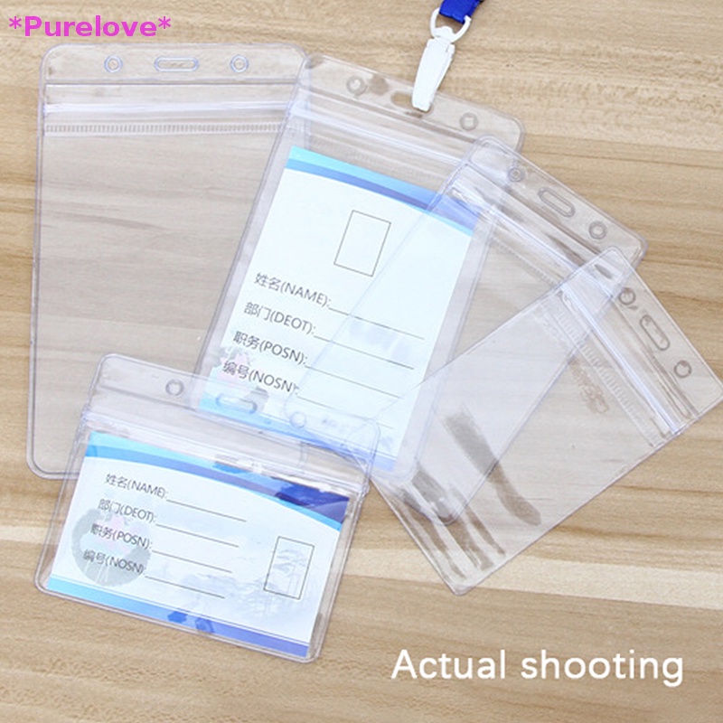 Set 10 Túi Đựng Thẻ ID / Thẻ ID Đeo Trước Ngực Mềm Bóng Trong Suốt Chống Thấm Nước