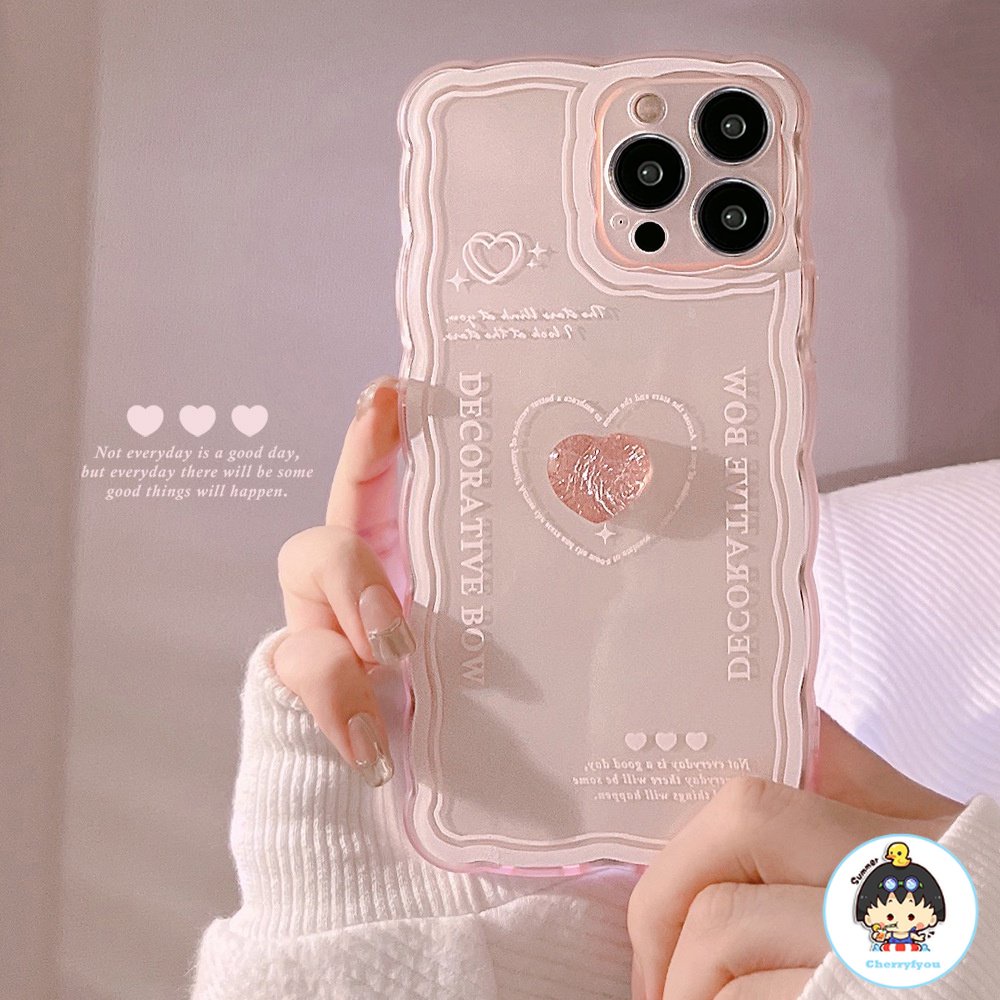 Ốp Điện Thoại TPU Mềm Chống Sốc Khung Gợn Sóng In Chữ Trái Tim 3D Cho IPhone 14 Pro Max 13 12 11 Pro Max XS XR 7 8 Plus
