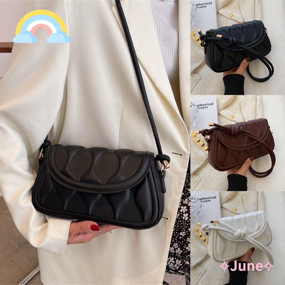 JUNE Túi Đeo Chéo Da PU Màu Trơn Cho Nữ