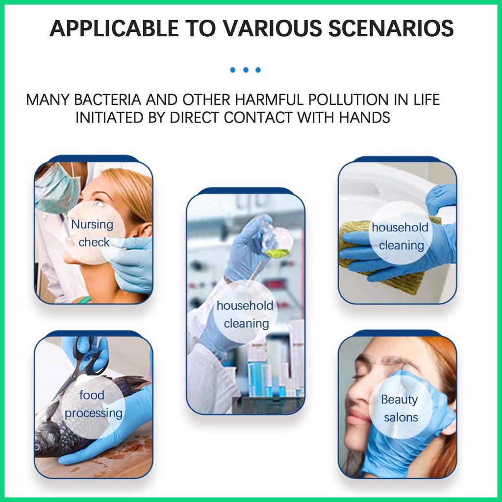 Set 100 Găng Tay Nitrile Co Giãn Tốt An Toàn Thực Phẩm Đa Ứng Dụng