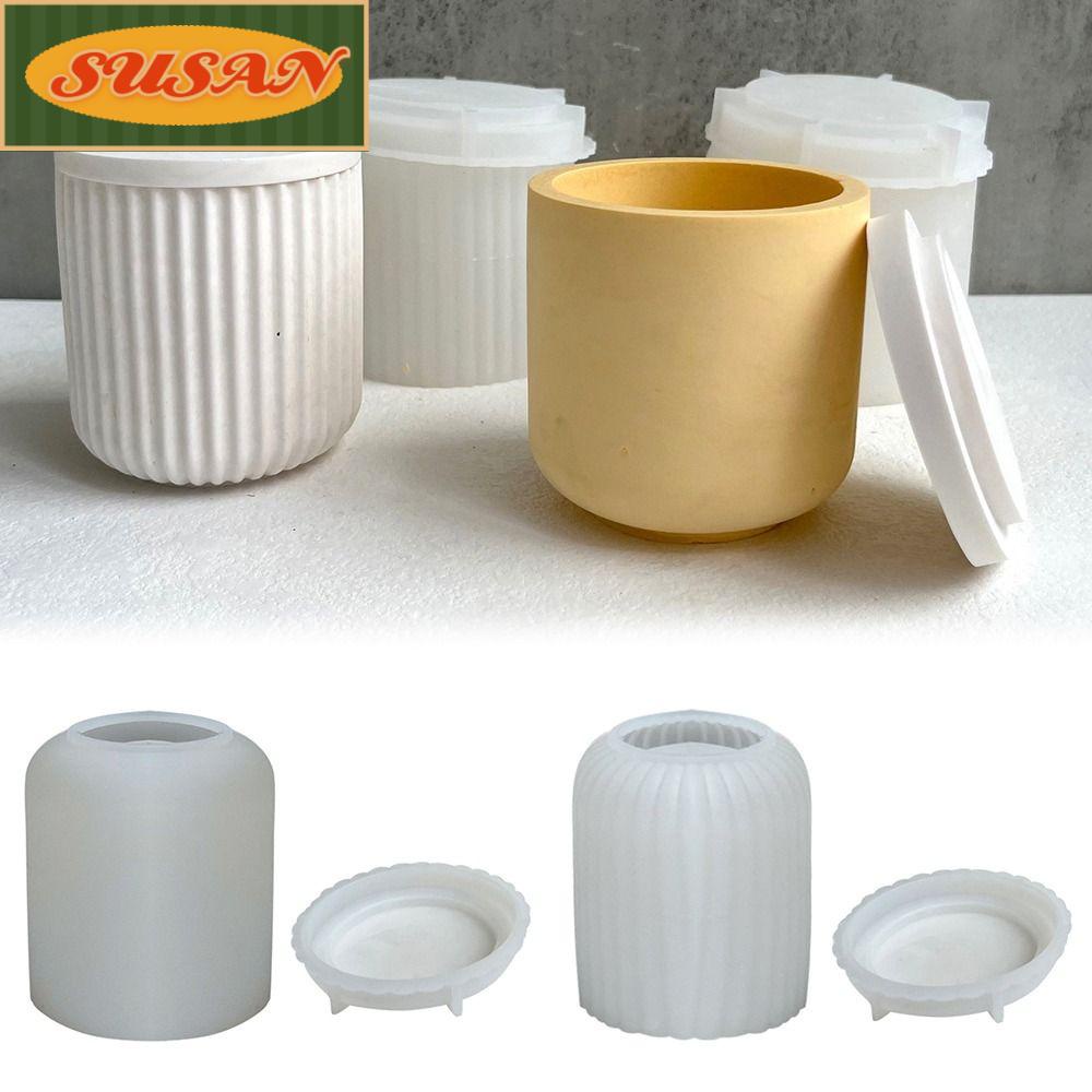 Bộ Khuôn Làm Nến Sáp Xà Phòng Hình Tròn Kẻ Sọc 3D DIY