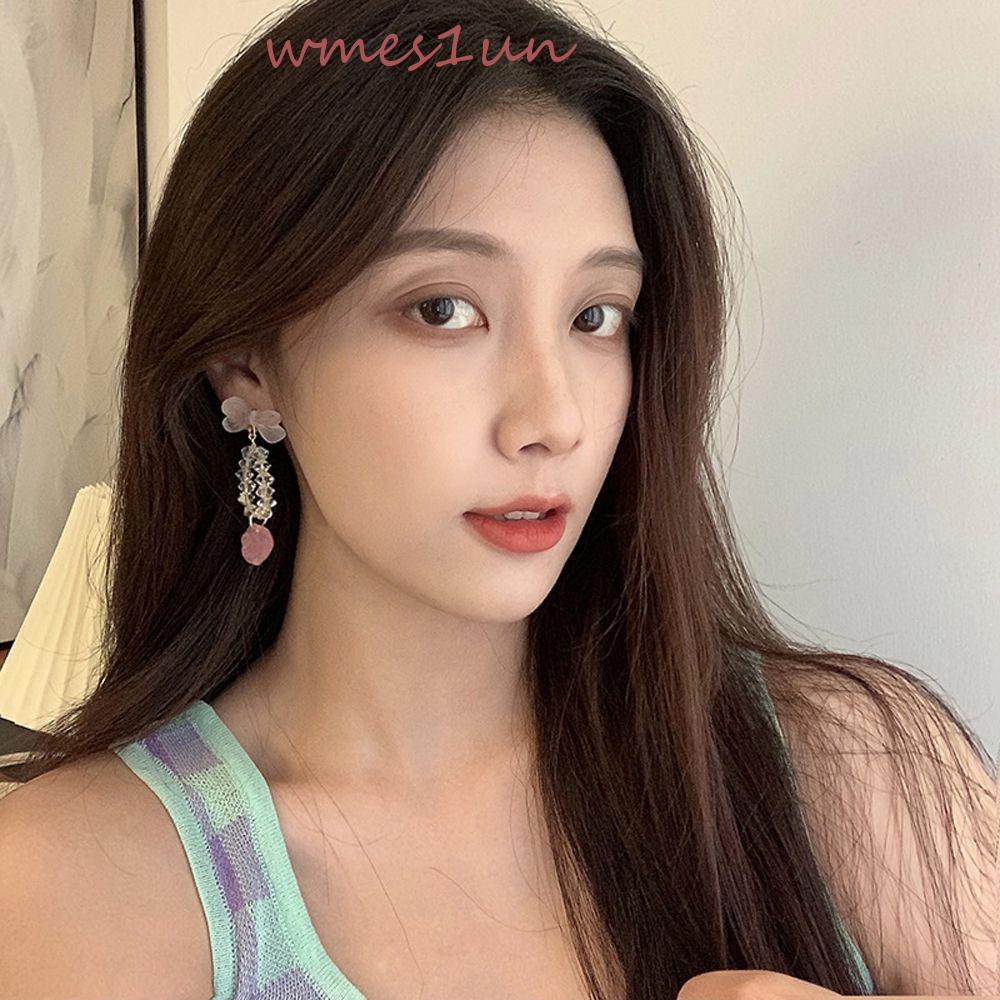 Bông Tai Dáng Dài Hình Hoa / Nơ Phối Tua Rua Xinh Xắn Thời Trang Cho Nữ WMES15H