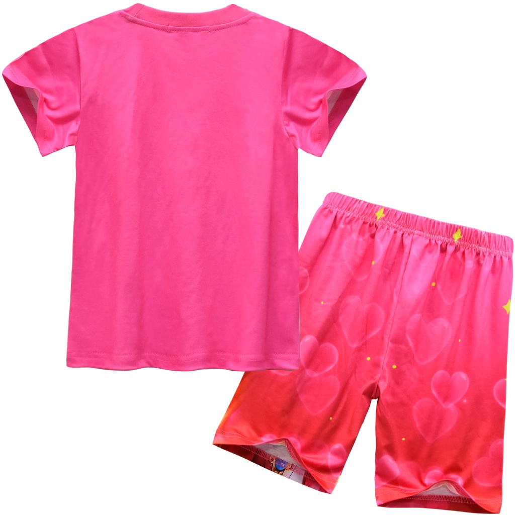 Bộ Trang Phục 2 Mảnh Gồm Áo Thun Tay Ngắn In Hình Mario / Công Chúa Đào / Quần short jeans Cho Bé