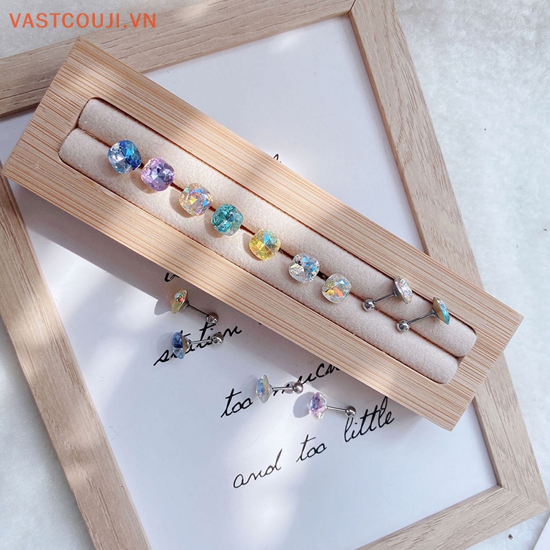 1 Đôi Khuyên Tai Dạng Xoắn Ốc Bằng Thép Titan Đính Pha Lê Nhiều Màu Cho Nữ