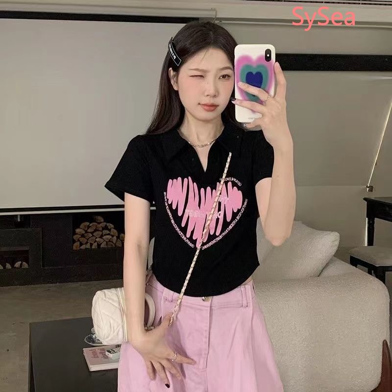 Áo Sơ Mi Cổ Polo Kiểu Hàn Quốc Thiết Kế Bất Đối Xứng Thời Trang Cho Nữ