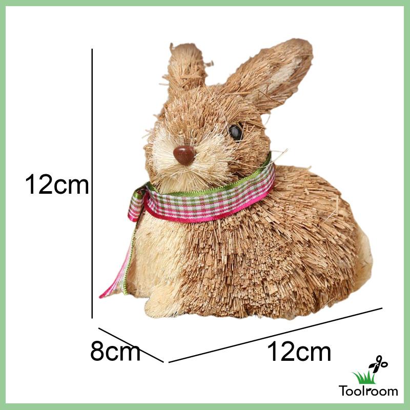 Mô Hình Chú Thỏ Phục Sinh Bằng Rơm Thủ Công Để Bàn Trang Trí