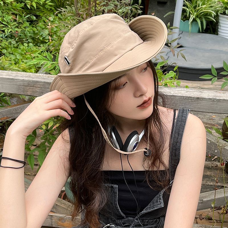 LINJW Nón Bucket Chất Liệu Cotton Mềm Màu Trơn Thời Trang Xuân Hè Cho Nữ
