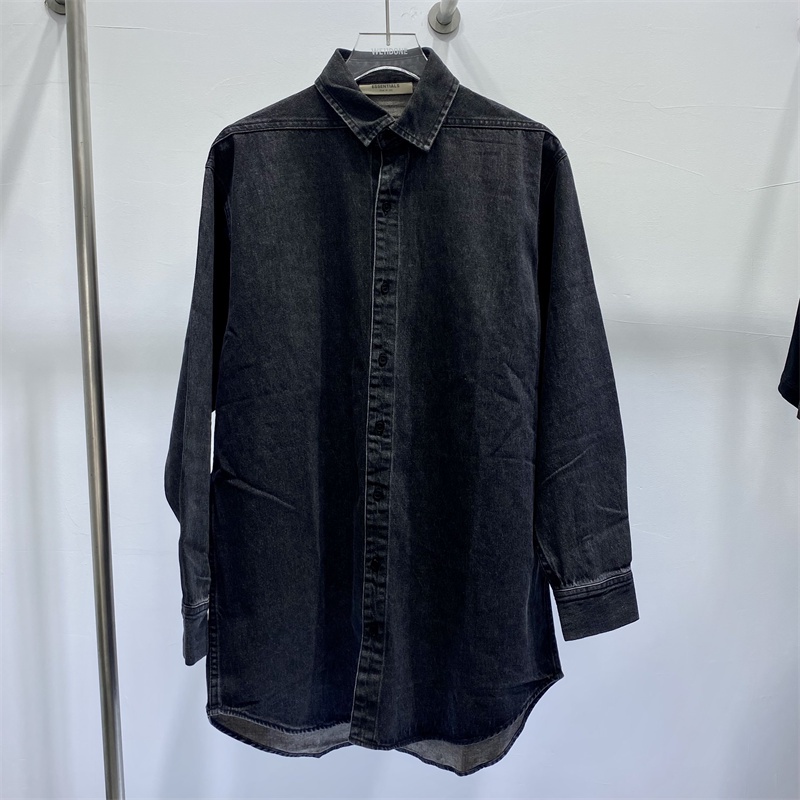 Áo Khoác denim Dáng Dài Màu Sắc Đơn Giản Phong Cách Đường Phố