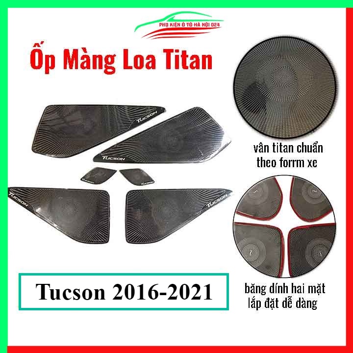Bộ ốp màng loa Tucson 2016-2021 chuẩn theo xe vân Titan chống xước trang trí nội thất ô tô