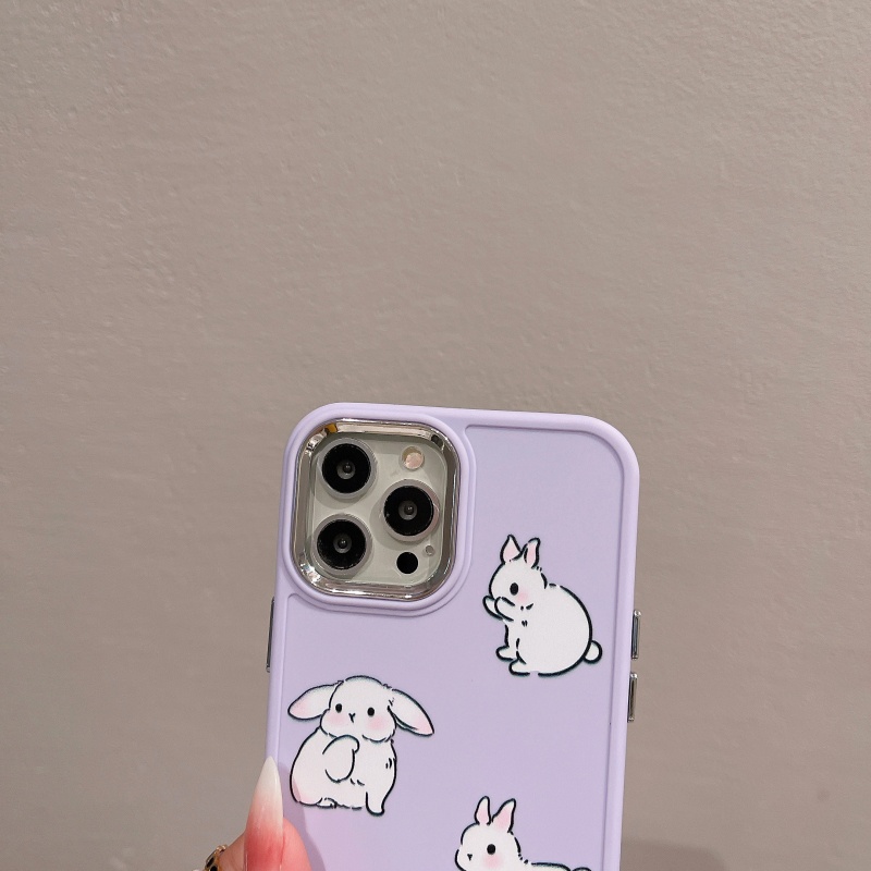 Ốp Điện Thoại Dẻo Màu Tím Họa Tiết Chú Thỏ Tím Dễ Thương Chống Sốc / Rơi Cho iPhone14 13 12 11 Pro Max 14 Plus