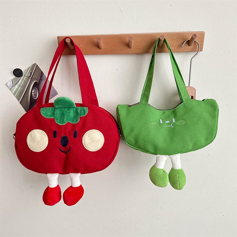 Túi Đeo Chéo Vải Canvas Mềm Mại Họa Tiết Hoạt Hình Phong Cách Hàn Quốc Cho Nữ