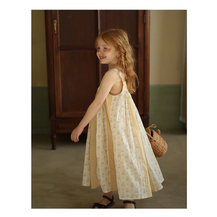 Hàng Có Sẵn Đầm Hai Dây Mùa Hè Phong Cách Cung Điện Hàn Quốc Cho Bé Gái