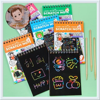 Sổ scratch note - sổ than ma thuật cầu vồng diy, ghi nhớ không cần mực không cần giấy d&h store scratchnote095