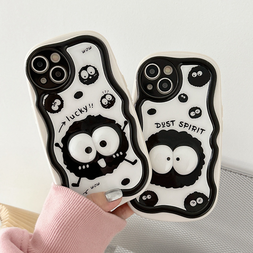 Ốp Điện Thoại Màu Đen Họa Tiết Hoạt Hình 3D Cho iPhone 14 Pro Max 14 13 Pro Max 12 Pro Max 11