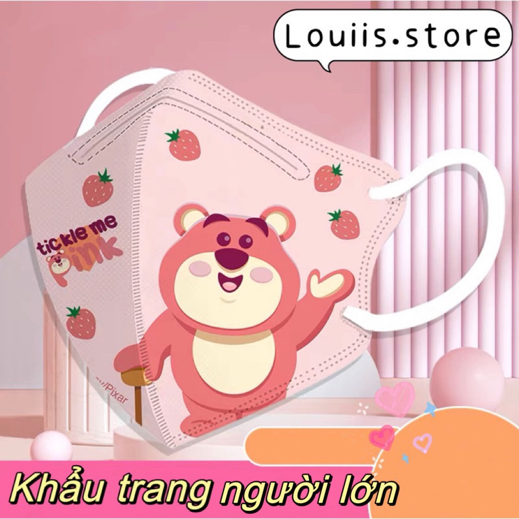 Khẩu trang 3D in hình gấu dâu dễ thương người lớn Louiis.store