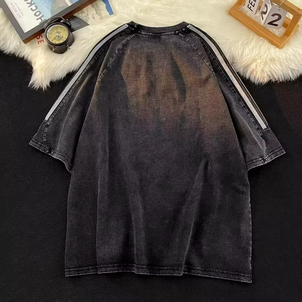 Áo Thun Raglan Tay Ngắn Dáng Rộng Phong Cách Thời Trang Đường Phố Mỹ Cho Nam Giới