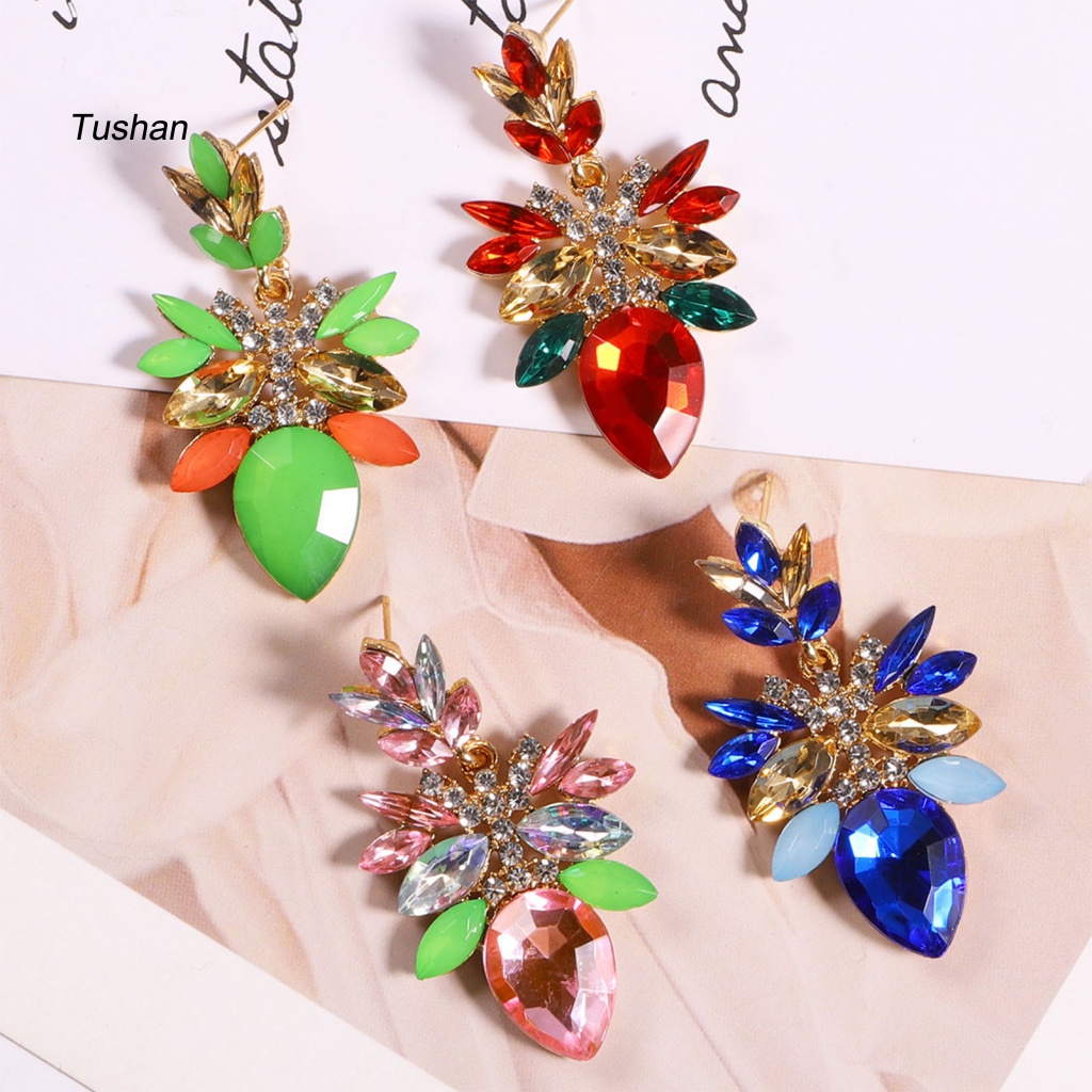 1 Đôi Khuyên Tai Đính Đá Nhân Tạo Thời Trang