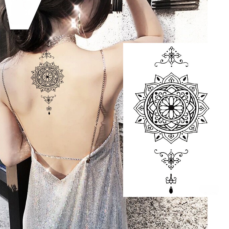 Hình Xăm Dán Tạm Thời Henna Tribal Totem Tatoo Màu Đen Chống Thấm Nước